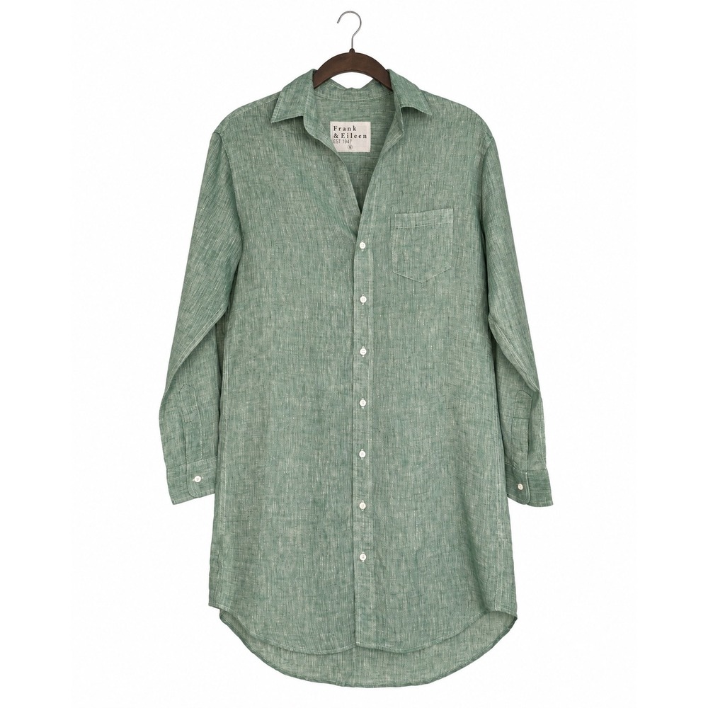 Frank & Eileen Mary Shirt Dress XXS Green 100% Linen Button Front Coastal NWOT